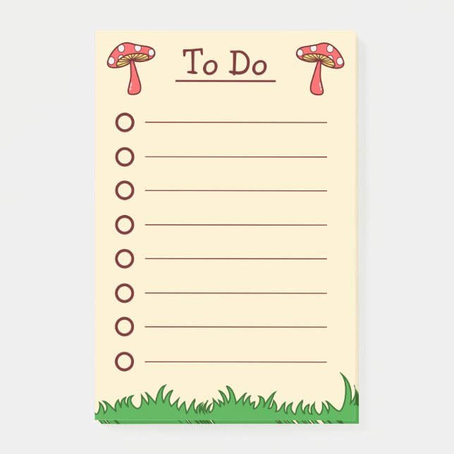 Verktyget Cute Mushroom to Do Post-it Block (Framsida)