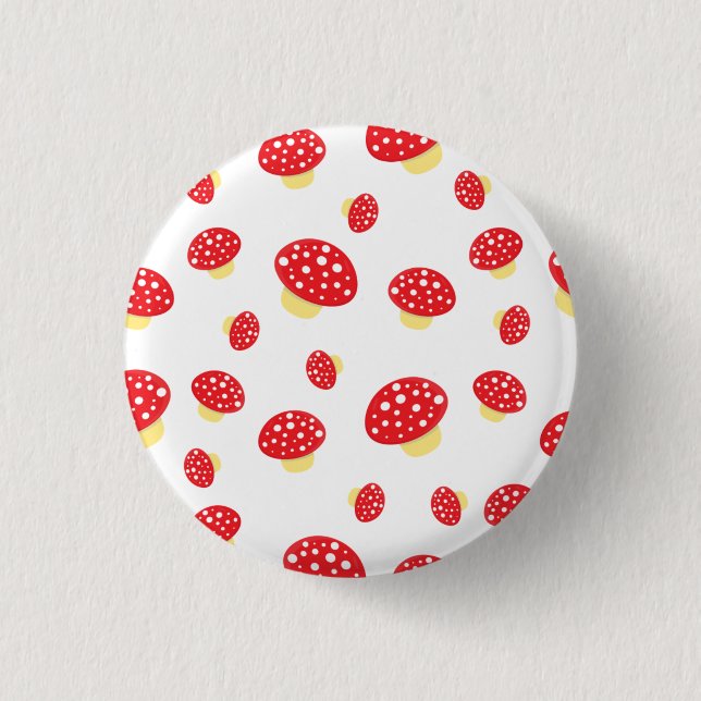 Verktyget Cute Red Spotty Toadstool Svampar Mönste Knapp (Framsida)