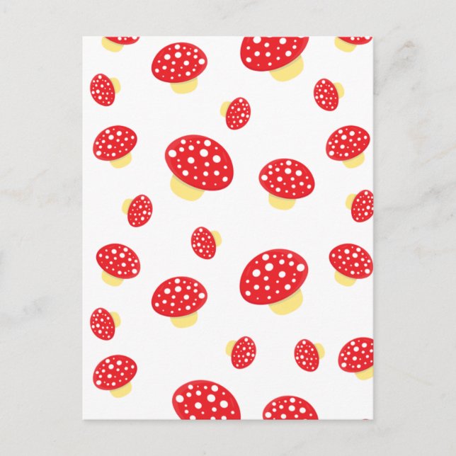 Verktyget Cute Red Spotty Toadstool Svampar Mönste Vykort (Framsida)