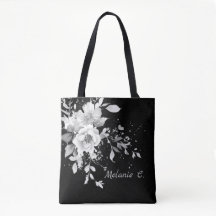 Verktygslös Elegance Black & White Blommigt Tote