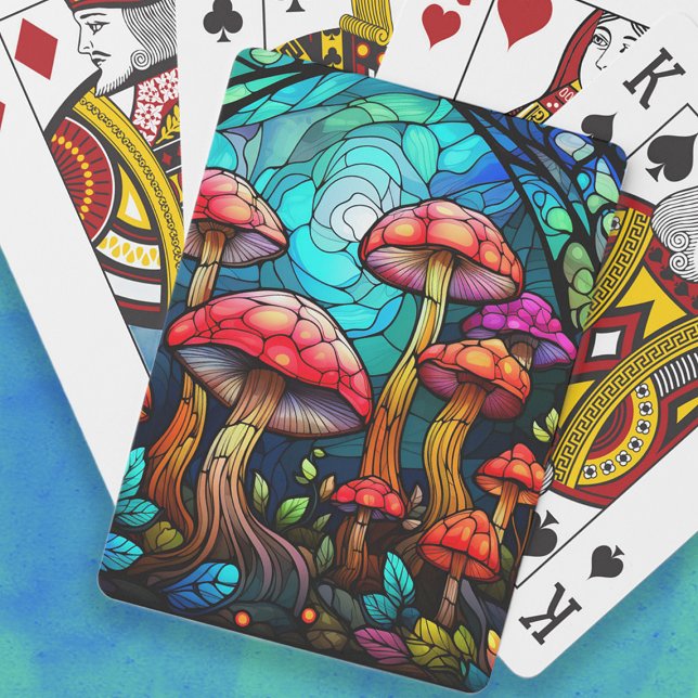 Verktygsverktyget för fastkedjade svampar av glas  casinokort (Stained glass mushrooms playing cards)