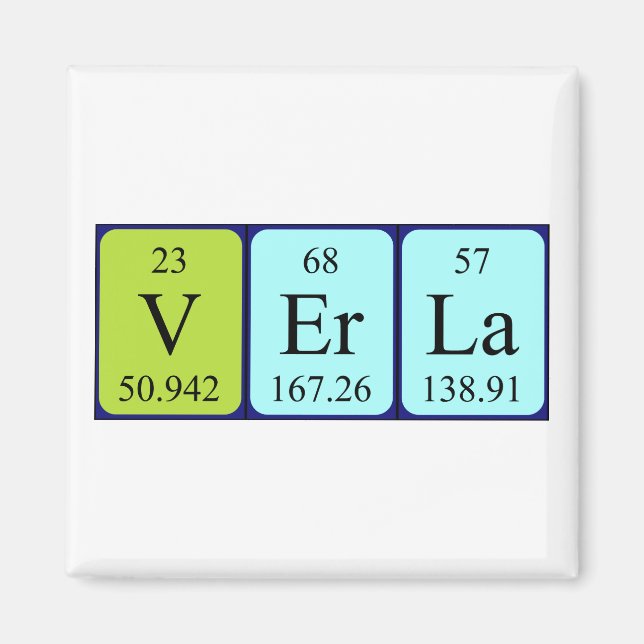 Verla Periodiska bord namn magnet (Framsidan)