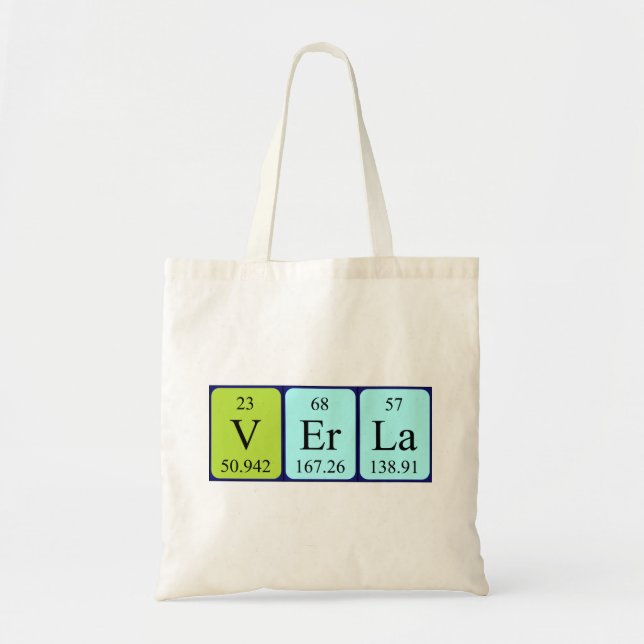 Verla Periote bord namn tote bag Tygkasse (Framsidan)