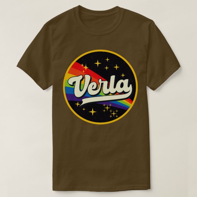 Verla Rainbow in Space Vintage Stil T Shirt (Design framsida)