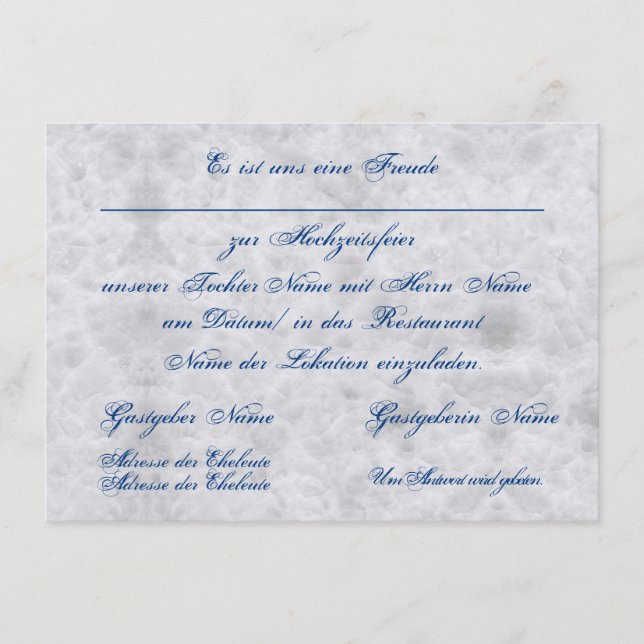 Vermählung Einladung zur Hochzeit Bekanntgabe Tilläggskort (Framsida)