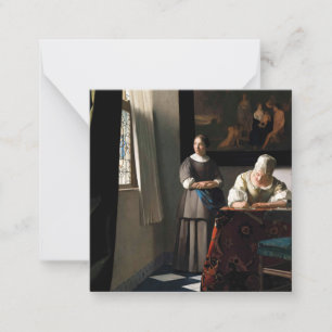 Vermeer - Dam skriver ett Brev med sitt Maid Anteckningskort
