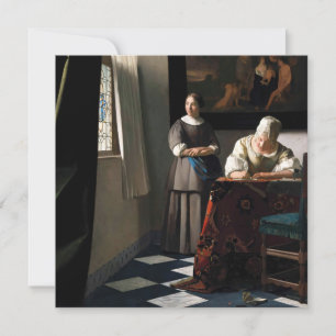 Vermeer - Dam skriver ett Brev med sitt Maid Inbjudningar