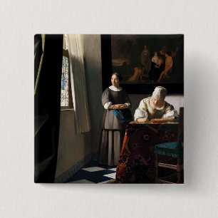Vermeer - Dam skriver ett Brev med sitt Maid Knapp