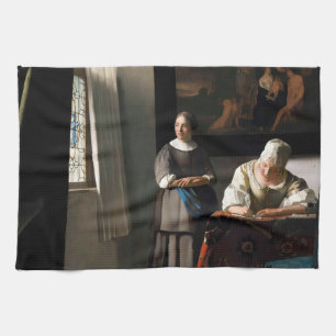 Vermeer - Dam skriver ett Brev med sitt Maid Kökshandduk