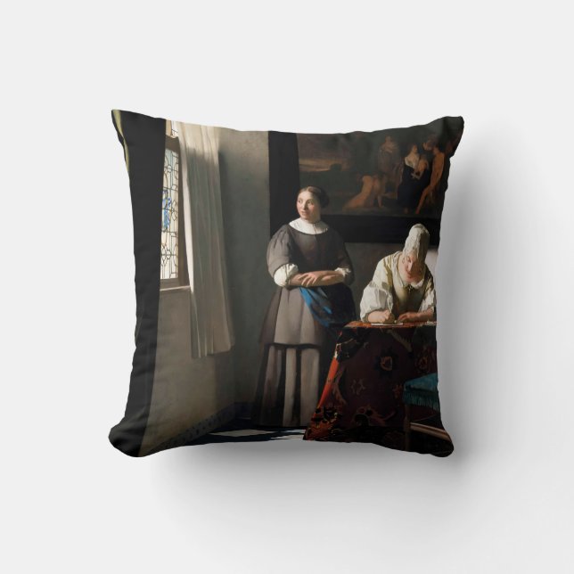 Vermeer - Dam skriver ett Brev med sitt Maid Kudde (Framsida)