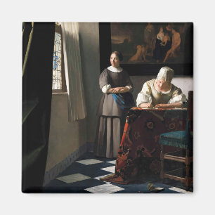 Vermeer - Dam skriver ett Brev med sitt Maid Magnet