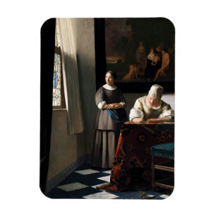 Vermeer - Dam skriver ett Brev med sitt Maid Magnet