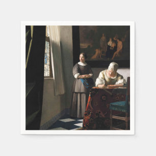 Vermeer - Dam skriver ett Brev med sitt Maid Pappersservett