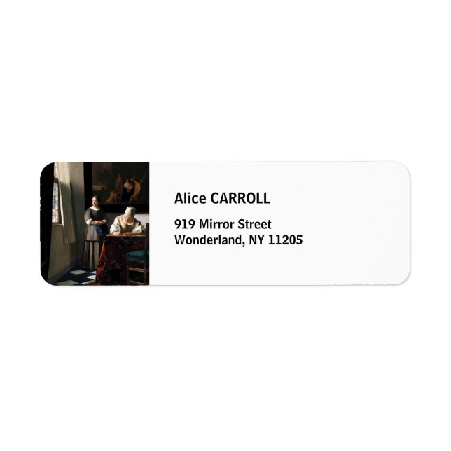 Vermeer - Dam skriver ett Brev med sitt Maid Returadress Etikett (Framsidan)