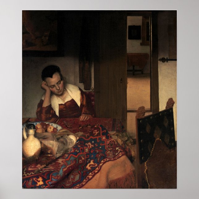 Vermeer - En tjänsteflicka som sover 1657 Poster (Framsidan)