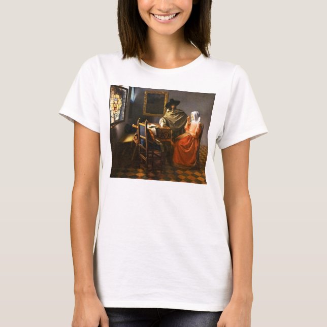 Vermeer exponeringsglaset av vin tee shirt (Framsida)