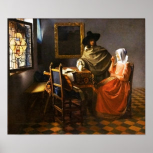 Vermeer exponeringsglaset av vinaffischen poster