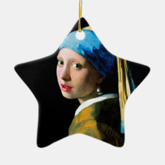 Vermeer - flicka med ett pärlemorfärg örhänge julgransprydnad keramik