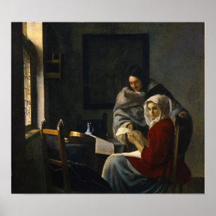 Vermeer - Flickan avbröts på sin musik 1661 Poster