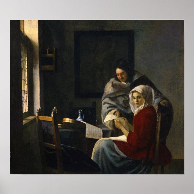 Vermeer - Flickan avbröts på sin musik 1661 Poster (Framsidan)