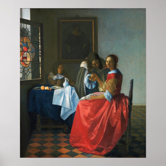 Vermeer - Flickan med ett vinglas 1662 Poster (Framsidan)