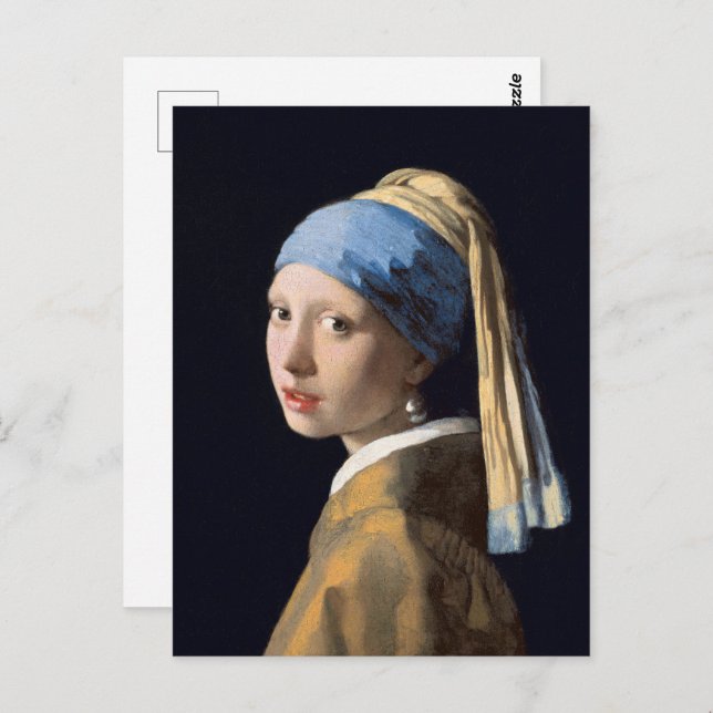 Vermeer - Flickor med Pearl Earring Fine Art Vykort (Fram/baksida)