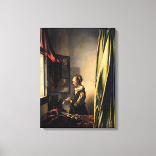 Vermeer - Flickor som läser Brev i ett öppet fönst Canvastryck