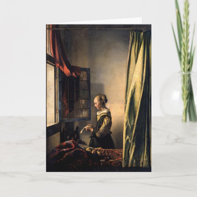 Vermeer - Flickor som läser Brev i ett öppet fönst Kort (Framsida)