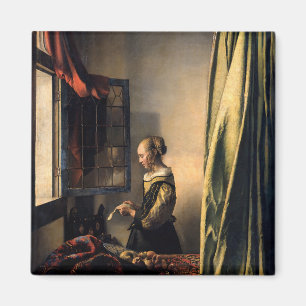Vermeer - Flickor som läser Brev i ett öppet fönst Magnet