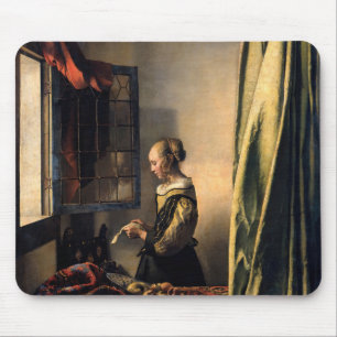 Vermeer - Flickor som läser Brev i ett öppet fönst Musmatta
