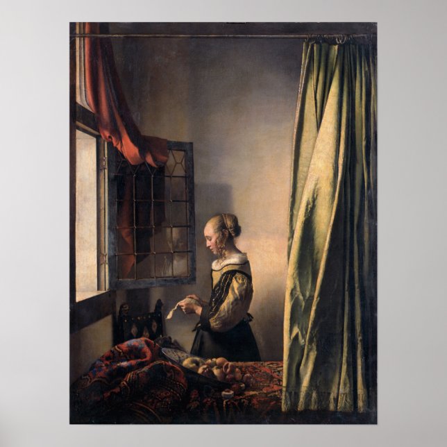 Vermeer - Flickor som läser Brev i ett öppet fönst Poster (Framsidan)