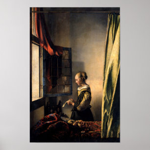 Vermeer - Flickor som läser Brev i ett öppet fönst Poster