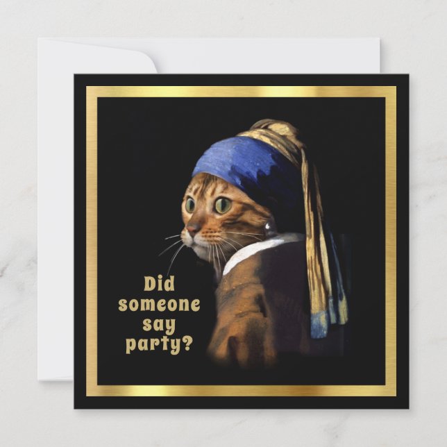 Vermeer Förfalskning Katt med ett pärlörhänge Katt Inbjudningar (Framsida)
