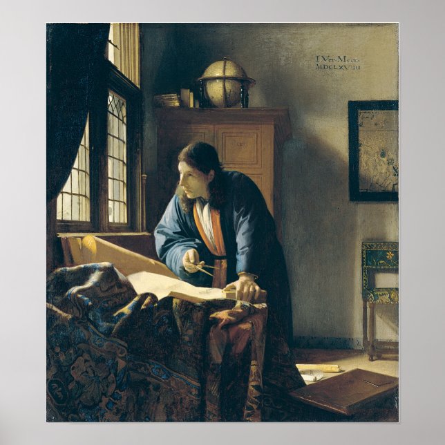 Vermeer - Geografen 1669 Poster (Framsidan)