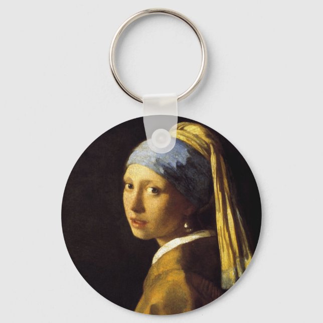 Vermeer Girl med Pearl Earring Fine Art Nyckelring (Framsida)