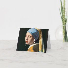 Vermeer Girl med Pearl örring och hörlurar Kort