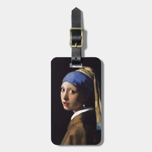 Vermeer Girl Pearl Earring Masterbit Painting Bagagebricka (Vertikal Framsida)