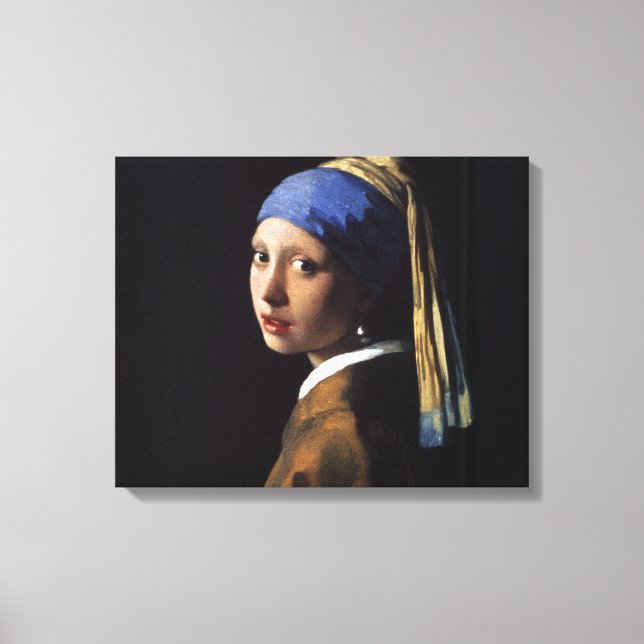 Vermeer Girl Pearl Earring Masterbit Painting Canvastryck (Framsida)