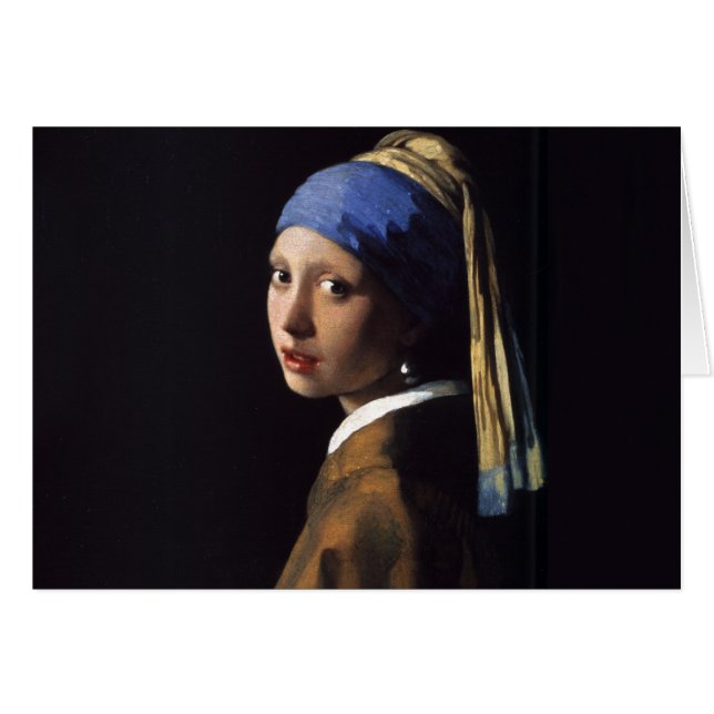 Vermeer Girl Pearl Earring Masterbit Painting Hälsningskort (Framsidan Horizontal)
