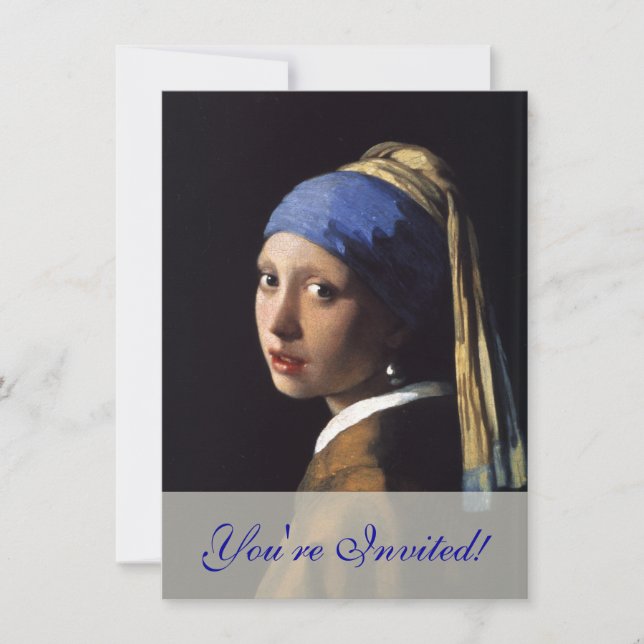 Vermeer Girl Pearl Earring Masterbit Painting Inbjudningar (Framsida)