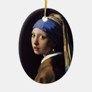 Vermeer Girl Pearl Earring Masterbit Painting Julgransprydnad Keramik