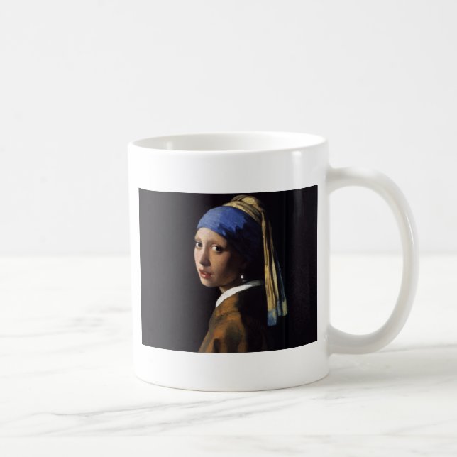 Vermeer Girl Pearl Earring Masterbit Painting Kaffemugg (Höger)