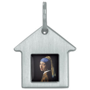 Vermeer Girl Pearl Earring Masterbit Painting Namnbricka Husdjur