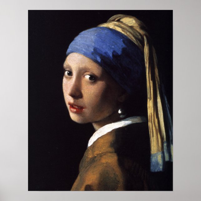 Vermeer Girl Pearl Earring Masterbit Painting Poster (Framsidan)