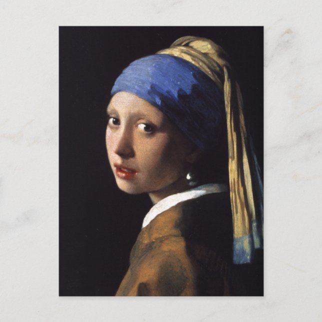 Vermeer Girl Pearl Earring Masterbit Painting Vykort (Framsida)