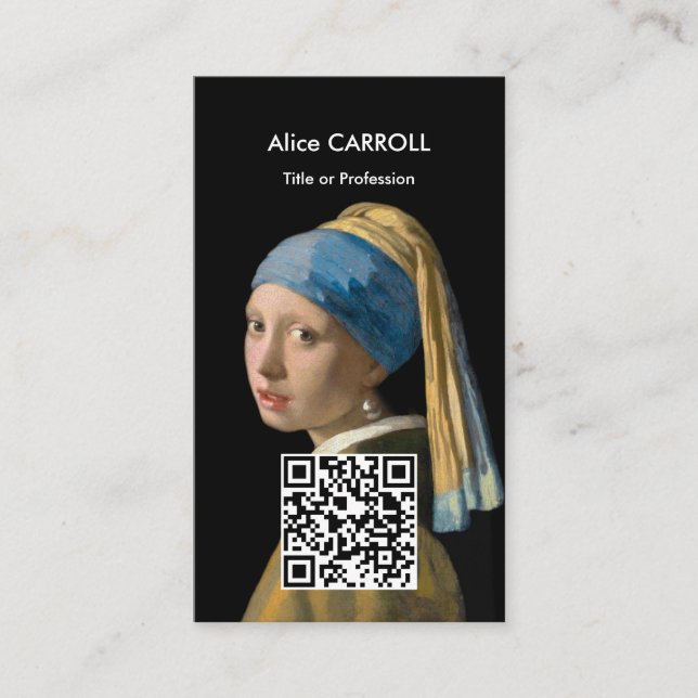Vermeer - Girl with a Pearl Earring - QR Code Visitkort (Framsida)