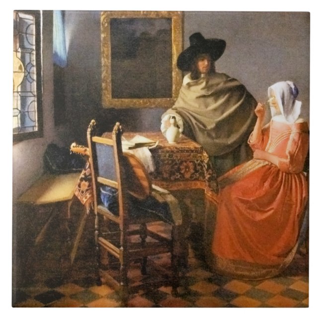 Vermeer - Glass of Vin, Kakelplatta (Framsidan)
