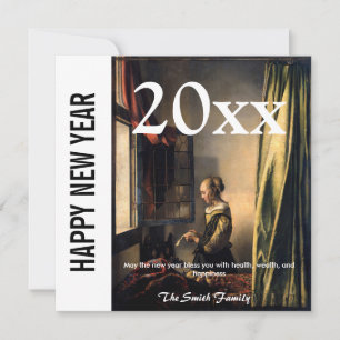 Vermeer - Gott nytt år / Flickläsning a Brev Julkort