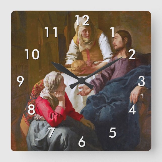 Vermeer - Kristus i huset Martha och Mary Fyrkantig Klocka (Framsida)
