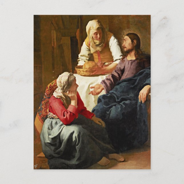 Vermeer - Kristus i huset Martha och Mary Helg Vykort (Framsida)